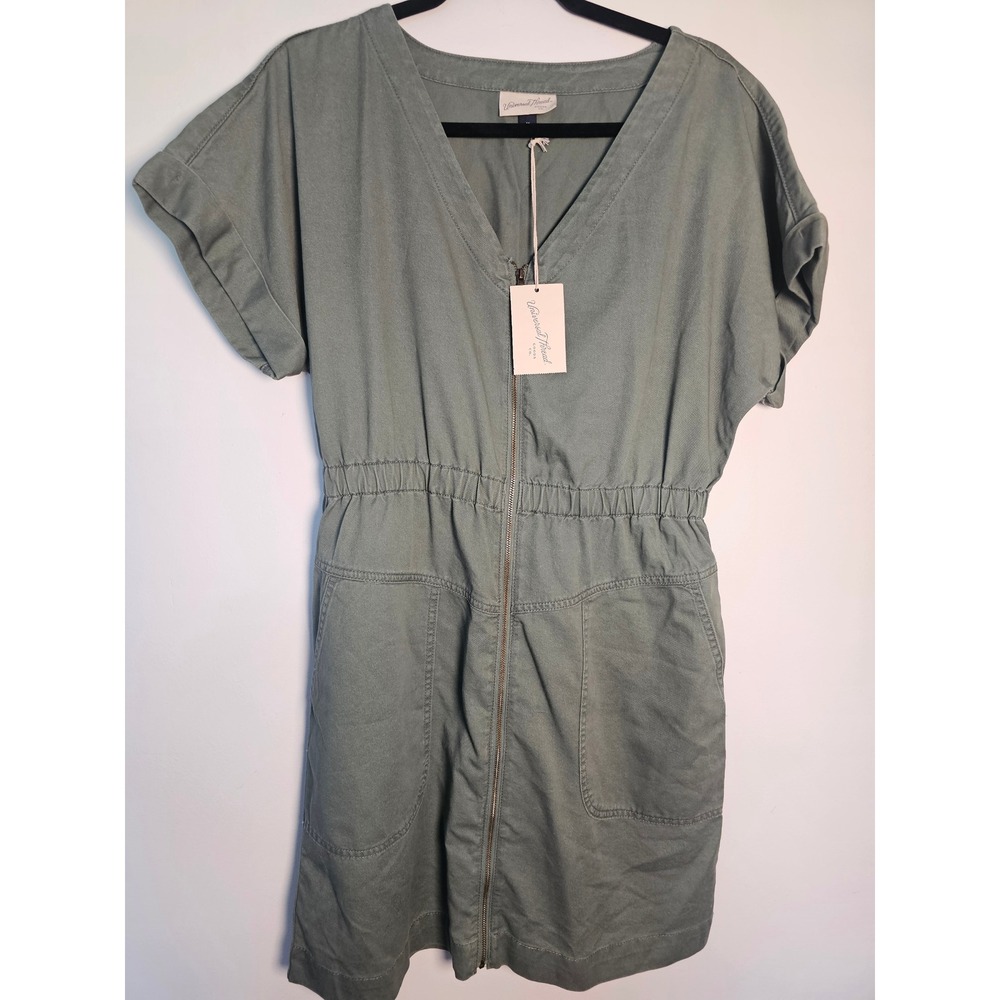 [Utility] Universal Thread Zip Front Dress Womens M Sage Green Twill Mini Pocket